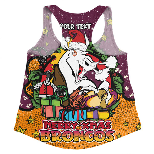 Brisbane Broncos Christmas Custom Women Racerback Singlet - Merry Christmas Our Beloved Team With Aboriginal Dot Art Pattern Women Racerback Singlet Brisbane Broncos Christmas Custom Women Racerback Singlet - Merry Christmas Our Beloved Team With Aboriginal Dot Art Pattern Women Racerback Singlet