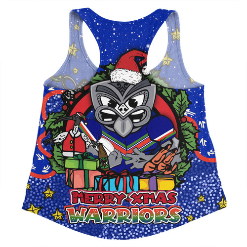 New Zealand Warriors Christmas Custom Women Racerback Singlet - Merry Christmas Our Beloved Team With Aboriginal Dot Art Pattern Women Racerback Singlet