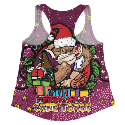 Queensland Cane Toads Christmas Custom Women Racerback Singlet - Merry Christmas Our Beloved Team With Aboriginal Dot Art Pattern Women Racerback Singlet Queensland Cane Toads Christmas Custom Women Racerback Singlet - Merry Christmas Our Beloved Team With Aboriginal Dot Art Pattern Women Racerback Singlet