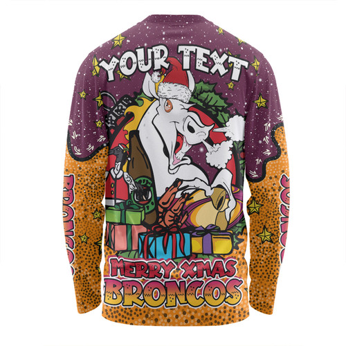 Brisbane Broncos Christmas Custom Long Sleeve T-shirt - Merry Christmas Our Beloved Team With Aboriginal Dot Art Pattern Long Sleeve T-shirt Brisbane Broncos Christmas Custom Long Sleeve T-shirt - Merry Christmas Our Beloved Team With Aboriginal Dot Art Pattern Long Sleeve T-shirt
