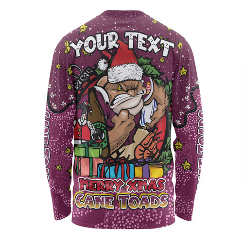 Queensland Cane Toads Christmas Custom Long Sleeve T-shirt - Merry Christmas Our Beloved Team With Aboriginal Dot Art Pattern Long Sleeve T-shirt Queensland Cane Toads Christmas Custom Long Sleeve T-shirt - Merry Christmas Our Beloved Team With Aboriginal Dot Art Pattern Long Sleeve T-shirt