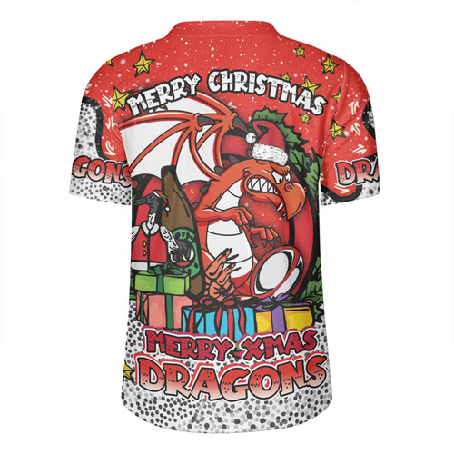 St. George Illawarra Dragons Christmas Custom Rugby Jersey - Merry Christmas Our Beloved Team With Aboriginal Dot Art Pattern Rugby Jersey