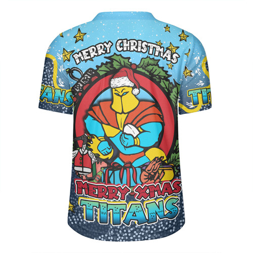 Gold Coast Titans Christmas Custom Rugby Jersey - Merry Christmas Our Beloved Team With Aboriginal Dot Art Pattern Rugby Jersey