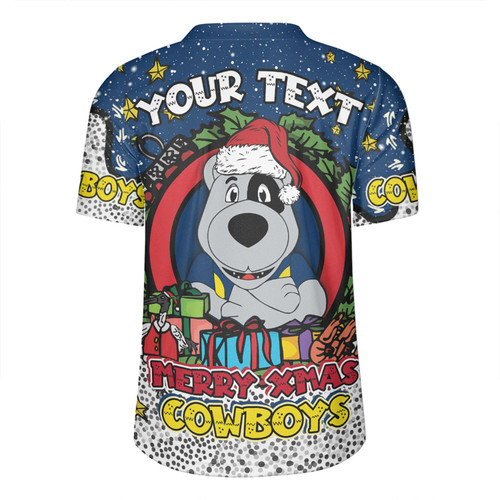 North Queensland Cowboys Christmas Custom Rugby Jersey - Merry Christmas Our Beloved Team With Aboriginal Dot Art Pattern Rugby Jersey