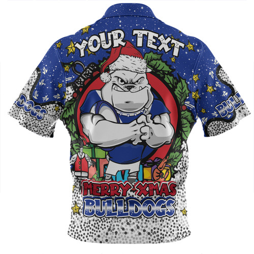 Canterbury-Bankstown Bulldogs Christmas Custom Zip Polo Shirt - Merry Christmas Our Beloved Team With Aboriginal Dot Art Pattern Zip Polo Shirt