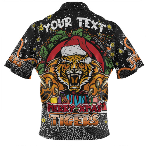 Wests Tigers Christmas Custom Zip Polo Shirt - Merry Christmas Our Beloved Team With Aboriginal Dot Art Pattern Zip Polo Shirt Wests Tigers Christmas Custom Zip Polo Shirt - Merry Christmas Our Beloved Team With Aboriginal Dot Art Pattern Zip Polo Shirt