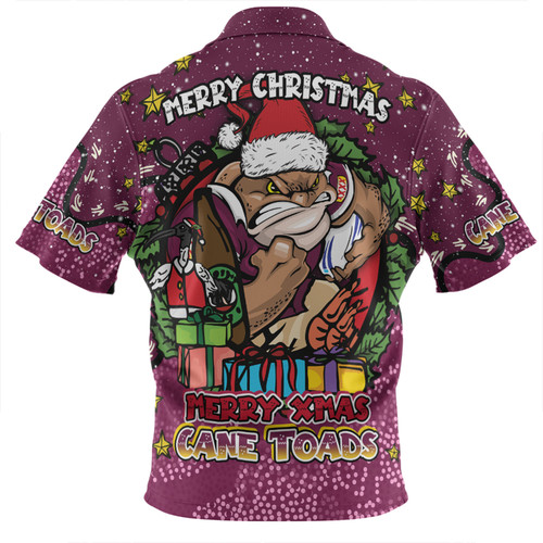 Queensland Cane Toads Christmas Custom Zip Polo Shirt - Merry Christmas Our Beloved Team With Aboriginal Dot Art Pattern Zip Polo Shirt Queensland Cane Toads Christmas Custom Zip Polo Shirt - Merry Christmas Our Beloved Team With Aboriginal Dot Art Pattern Zip Polo Shirt