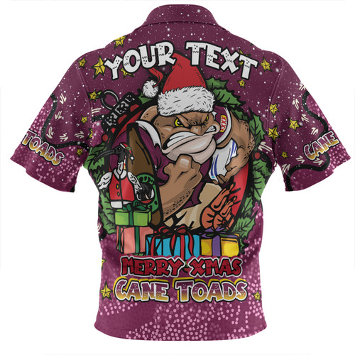 Queensland Cane Toads Christmas Custom Zip Polo Shirt - Merry Christmas Our Beloved Team With Aboriginal Dot Art Pattern Zip Polo Shirt Queensland Cane Toads Christmas Custom Zip Polo Shirt - Merry Christmas Our Beloved Team With Aboriginal Dot Art Pattern Zip Polo Shirt
