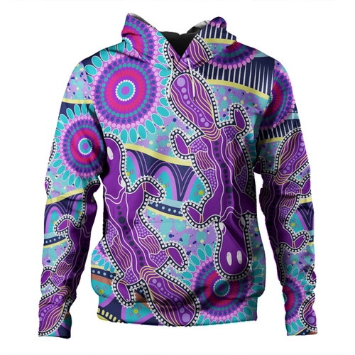 Australia Platypus Aboriginal Hoodie - Purple Platypus With Aboriginal Art Dot Painting Patterns Inspired Hoodie