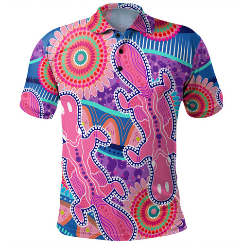 Australia Platypus Aboriginal Polo Shirt - Pink Platypus With Aboriginal Art Dot Painting Patterns Inspired Polo Shirt