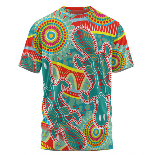 Australia Platypus Aboriginal T-shirt - Green Platypus With Aboriginal Art Dot Painting Patterns Inspired T-shirt