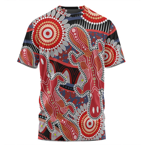 Australia Platypus Aboriginal T-shirt - Red Platypus With Aboriginal Art Dot Painting Patterns Inspired T-shirt