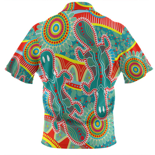 Australia Platypus Aboriginal Hawaiian Shirt - Green Platypus With Aboriginal Art Dot Painting Patterns Inspired Hawaiian Shirt Australia Platypus Aboriginal Hawaiian Shirt - Green Platypus With Aboriginal Art Dot Painting Patterns Inspired Hawaiian Shirt