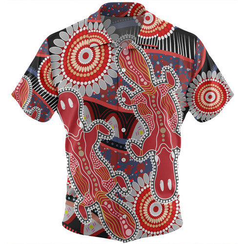 Australia Platypus Aboriginal Hawaiian Shirt - Red Platypus With Aboriginal Art Dot Painting Patterns Inspired Hawaiian Shirt