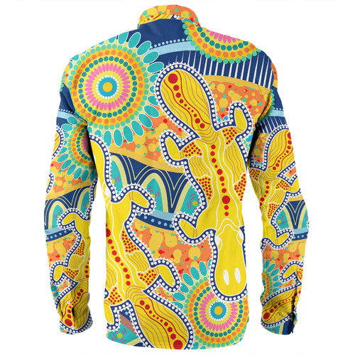 Australia Platypus Aboriginal Long Sleeve Shirt - Yellow Platypus With Aboriginal Art Dot Painting Patterns Inspired Long Sleeve Shirt Australia Platypus Aboriginal Long Sleeve Shirt - Yellow Platypus With Aboriginal Art Dot Painting Patterns Inspired Long Sleeve Shirt