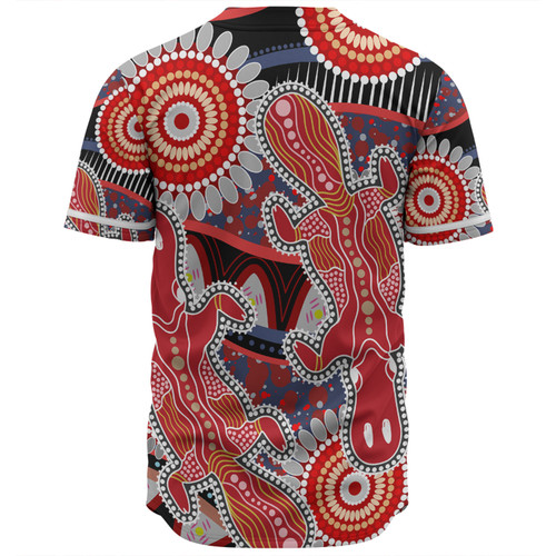 Australia Platypus Aboriginal Baseball Shirt - Red Platypus With Aboriginal Art Dot Painting Patterns Inspired Baseball Shirt Australia Platypus Aboriginal Baseball Shirt - Red Platypus With Aboriginal Art Dot Painting Patterns Inspired Baseball Shirt
