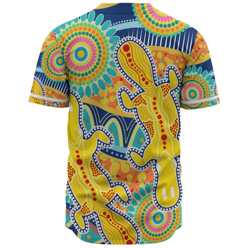 Australia Platypus Aboriginal Baseball Shirt - Yellow Platypus With Aboriginal Art Dot Painting Patterns Inspired Baseball Shirt Australia Platypus Aboriginal Baseball Shirt - Yellow Platypus With Aboriginal Art Dot Painting Patterns Inspired Baseball Shirt