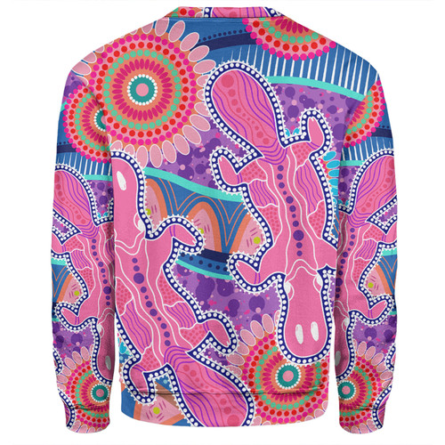 Australia Platypus Aboriginal Sweatshirt - Pink Platypus With Aboriginal Art Dot Painting Patterns Inspired Sweatshirt Australia Platypus Aboriginal Sweatshirt - Pink Platypus With Aboriginal Art Dot Painting Patterns Inspired Sweatshirt