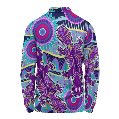 Australia Platypus Aboriginal Long Sleeve Polo Shirt - Purple Platypus With Aboriginal Art Dot Painting Patterns Inspired Long Sleeve Polo Shirt Australia Platypus Aboriginal Long Sleeve Polo Shirt - Purple Platypus With Aboriginal Art Dot Painting Patterns Inspired Long Sleeve Polo Shirt