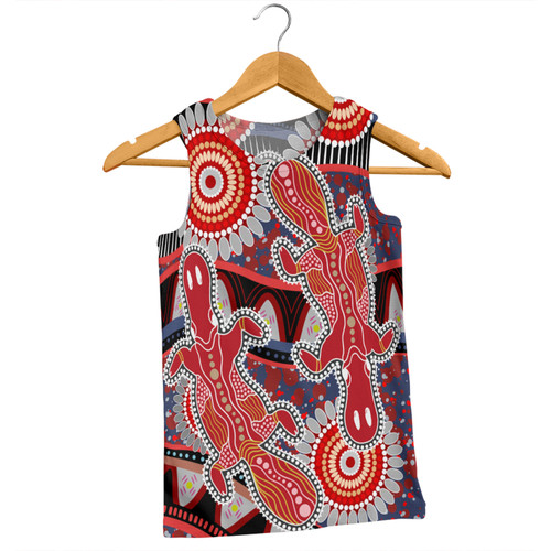 Australia Platypus Aboriginal Men Singlet - Red Platypus With Aboriginal Art Dot Painting Patterns Inspired Men Singlet