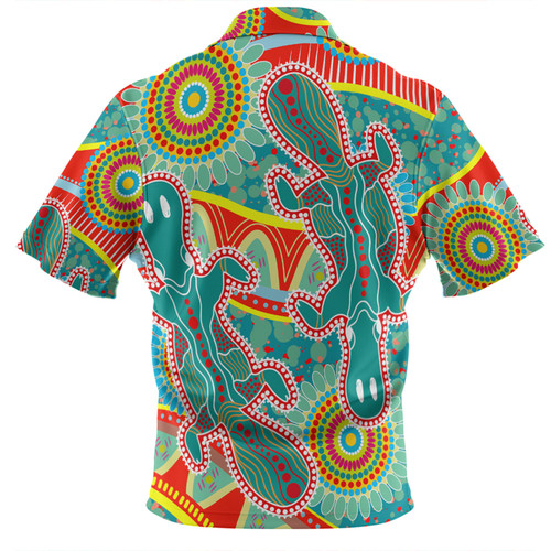 Australia Platypus Aboriginal Zip Polo Shirt - Green Platypus With Aboriginal Art Dot Painting Patterns Inspired Zip Polo Shirt Australia Platypus Aboriginal Zip Polo Shirt - Green Platypus With Aboriginal Art Dot Painting Patterns Inspired Zip Polo Shirt