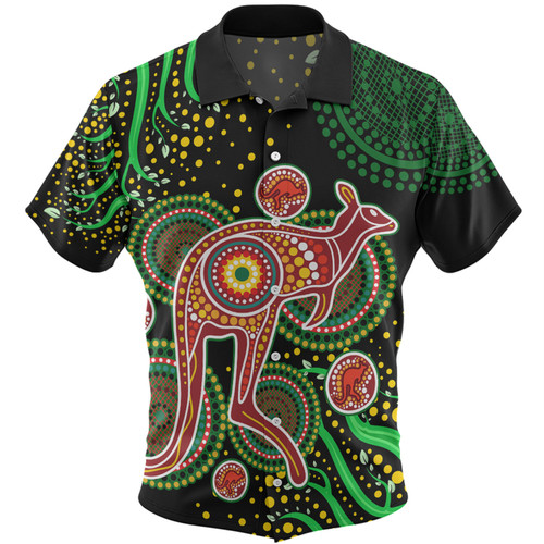 Australia Kangaroo Aboriginal Custom Hawaiian Shirt - Aboriginal Plant With Kangaroo Colorful Art Hawaiian Shirt