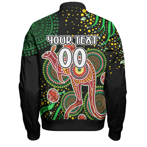 Australia Kangaroo Aboriginal Custom Bomber Jacket - Aboriginal Plant With Kangaroo Colorful Art Bomber Jacket Australia Kangaroo Aboriginal Custom Bomber Jacket - Aboriginal Plant With Kangaroo Colorful Art Bomber Jacket