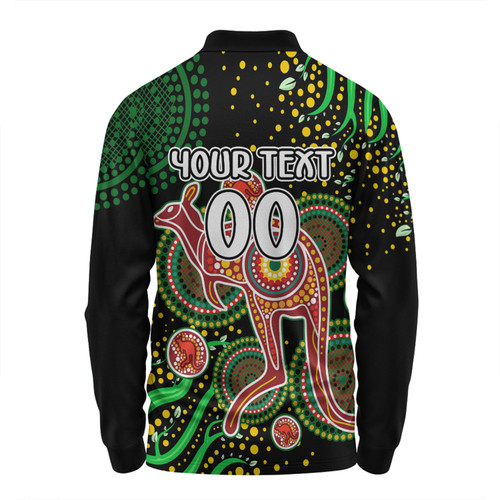 Australia Kangaroo Aboriginal Custom Long Sleeve Polo Shirt - Aboriginal Plant With Kangaroo Colorful Art Long Sleeve Polo Shirt Australia Kangaroo Aboriginal Custom Long Sleeve Polo Shirt - Aboriginal Plant With Kangaroo Colorful Art Long Sleeve Polo Shirt