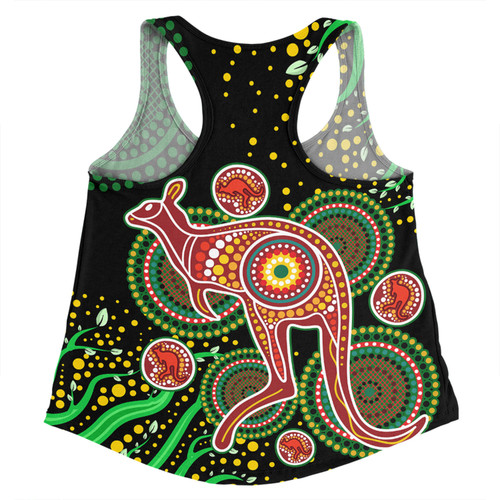 Australia Kangaroo Aboriginal Custom Women Racerback Singlet - Aboriginal Plant With Kangaroo Colorful Art Women Racerback Singlet Australia Kangaroo Aboriginal Custom Women Racerback Singlet - Aboriginal Plant With Kangaroo Colorful Art Women Racerback Singlet