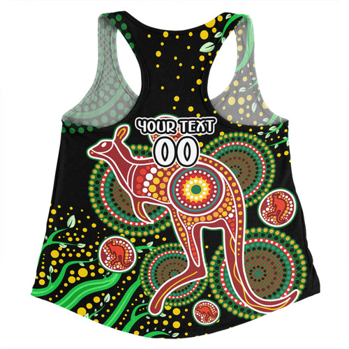 Australia Kangaroo Aboriginal Custom Women Racerback Singlet - Aboriginal Plant With Kangaroo Colorful Art Women Racerback Singlet Australia Kangaroo Aboriginal Custom Women Racerback Singlet - Aboriginal Plant With Kangaroo Colorful Art Women Racerback Singlet