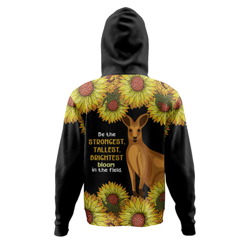 Australia Kangaroo Aboriginal Custom Hoodie - Aboriginal Sunflowers With Kangaroo Be The Strongest Dot Painting Art Hoodie Australia Kangaroo Aboriginal Custom Hoodie - Aboriginal Sunflowers With Kangaroo Be The Strongest Dot Painting Art Hoodie