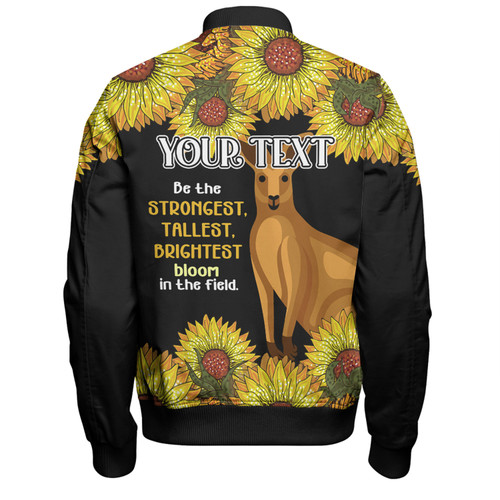 Australia Kangaroo Aboriginal Custom Bomber Jacket - Aboriginal Sunflowers With Kangaroo Be The Strongest Dot Painting Art Bomber Jacket Australia Kangaroo Aboriginal Custom Bomber Jacket - Aboriginal Sunflowers With Kangaroo Be The Strongest Dot Painting Art Bomber Jacket