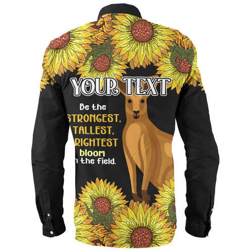 Australia Kangaroo Aboriginal Custom Long Sleeve Shirt - Aboriginal Sunflowers With Kangaroo Be The Strongest Dot Painting Art Long Sleeve Shirt Australia Kangaroo Aboriginal Custom Long Sleeve Shirt - Aboriginal Sunflowers With Kangaroo Be The Strongest Dot Painting Art Long Sleeve Shirt