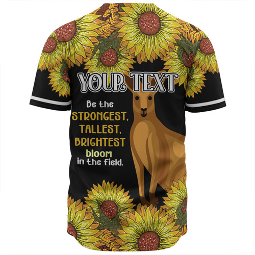 Australia Kangaroo Aboriginal Custom Baseball Shirt - Aboriginal Sunflowers With Kangaroo Be The Strongest Dot Painting Art Baseball Shirt Australia Kangaroo Aboriginal Custom Baseball Shirt - Aboriginal Sunflowers With Kangaroo Be The Strongest Dot Painting Art Baseball Shirt