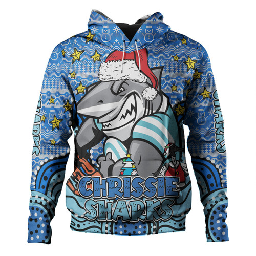 Cronulla-Sutherland Sharks Christmas Custom Hoodie - Christmas Knit Patterns Vintage Jersey Ugly Hoodie