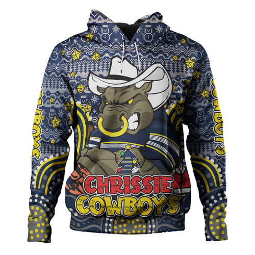 North Queensland Cowboys Christmas Custom Hoodie - Christmas Knit Patterns Vintage Jersey Ugly Hoodie