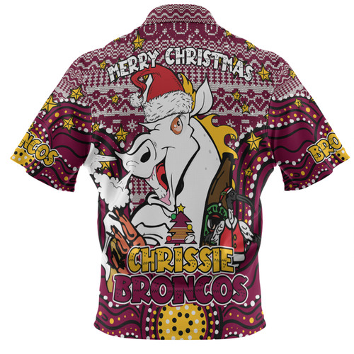 Brisbane Broncos Christmas Custom Polo Shirt - Christmas Knit Patterns Vintage Jersey Ugly Polo Shirt