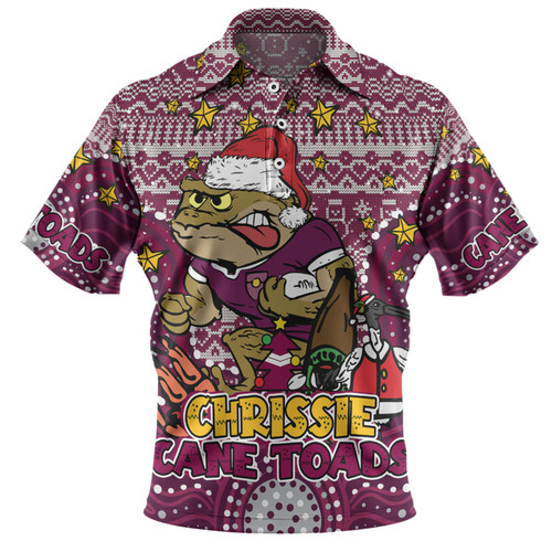 Queensland Cane Toads Christmas Custom Polo Shirt - Christmas Knit Patterns Vintage Jersey Ugly Polo Shirt