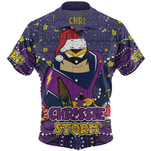 Melbourne Storm Christmas Custom Hawaiian Shirt - Christmas Knit Patterns Vintage Jersey Ugly Hawaiian Shirt