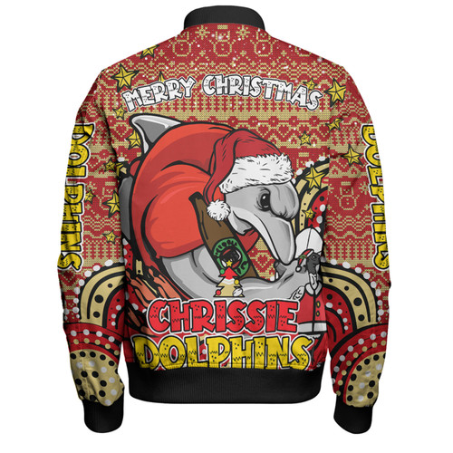 Redcliffe Dolphins Christmas Custom Bomber Jacket - Christmas Knit Patterns Vintage Jersey Ugly Bomber Jacket Redcliffe Dolphins Christmas Custom Bomber Jacket - Christmas Knit Patterns Vintage Jersey Ugly Bomber Jacket