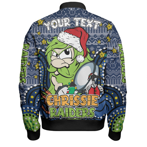 Canberra Raiders Christmas Custom Bomber Jacket - Christmas Knit Patterns Vintage Jersey Ugly Bomber Jacket