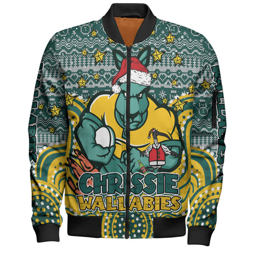 Australia Wallabies Christmas Custom Bomber Jacket - Christmas Knit Patterns Vintage Jersey Ugly Bomber Jacket