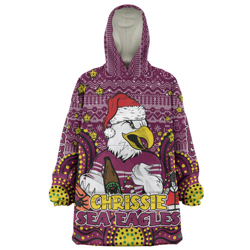 Manly Warringah Sea Eagles Christmas Custom Snug Hoodie - Christmas Knit Patterns Vintage Jersey Ugly Snug Hoodie