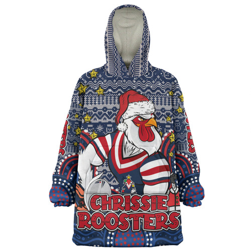 Sydney Roosters Christmas Custom Snug Hoodie - Christmas Knit Patterns Vintage Jersey Ugly Snug Hoodie