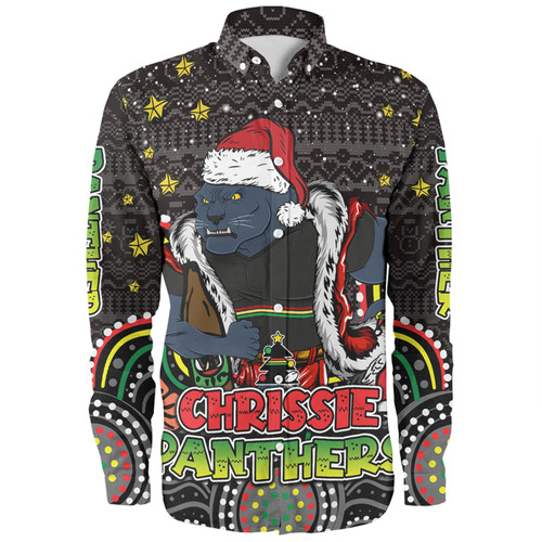 Penrith Panthers Christmas Custom Long Sleeve Shirt - Christmas Knit Patterns Vintage Jersey Ugly Long Sleeve Shirt