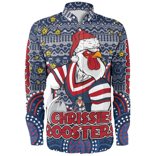 Sydney Roosters Christmas Custom Long Sleeve Shirt - Christmas Knit Patterns Vintage Jersey Ugly Long Sleeve Shirt