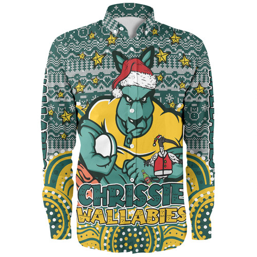 Australia Wallabies Christmas Custom Long Sleeve Shirt - Christmas Knit Patterns Vintage Jersey Ugly Long Sleeve Shirt