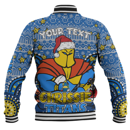 Gold Coast Titans Christmas Custom Baseball Jacket - Christmas Knit Patterns Vintage Jersey Ugly Baseball Jacket