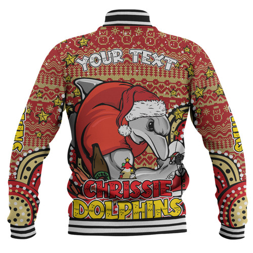 Redcliffe Dolphins Christmas Custom Baseball Jacket - Christmas Knit Patterns Vintage Jersey Ugly Baseball Jacket Redcliffe Dolphins Christmas Custom Baseball Jacket - Christmas Knit Patterns Vintage Jersey Ugly Baseball Jacket
