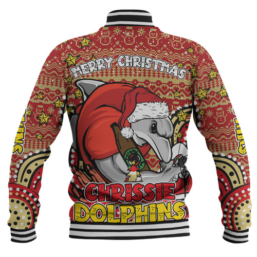 Redcliffe Dolphins Christmas Custom Baseball Jacket - Christmas Knit Patterns Vintage Jersey Ugly Baseball Jacket Redcliffe Dolphins Christmas Custom Baseball Jacket - Christmas Knit Patterns Vintage Jersey Ugly Baseball Jacket